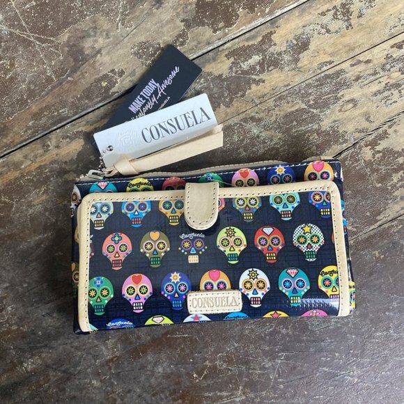 NWT New Consuela Tiny Skulls Slim Wallet